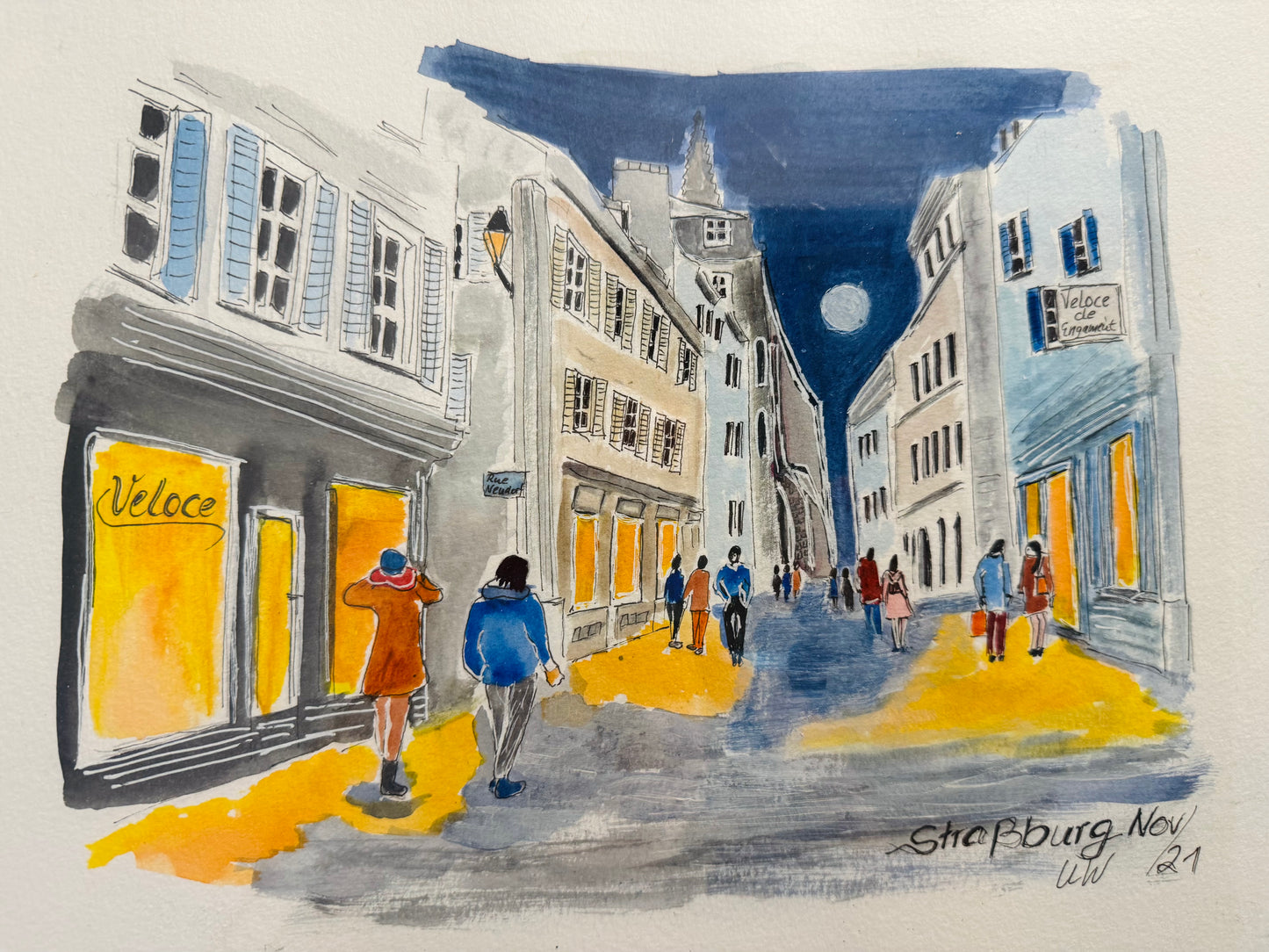 Strasbourg by Night (42x32 cm, gerahmt)