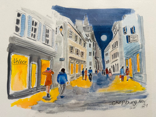 Strasbourg by Night (42x32 cm, gerahmt)